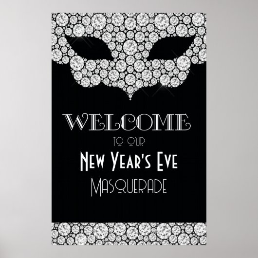 Diamond Masquerade Begrüßungszeichen für Neujahr Poster (Vorne)