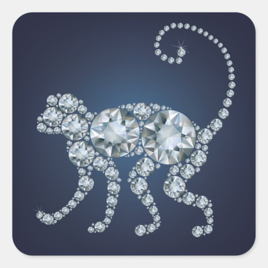 Diamond Monkey Quadratischer Aufkleber (Vorderseite)