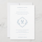 Diamond Monogram Elegant Floral Wedding Einladung (Vorderseite)