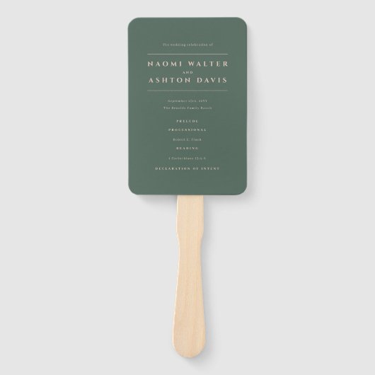 Diamond Monogram Floral Evergreen Wedding Program Fächer (Vorderseite)