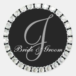 Diamond Monogram J anpassbares Siegel Runder Aufkleber