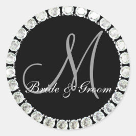 Diamond Monogram M anpassbares Siegel Runder Aufkleber