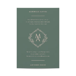 Diamond Monogram mit Blume bei Evergreen Wedding Einladung