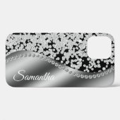 Diamond Monogram Silver Imitats Glitzer Blenden Case-Mate iPhone Hülle (Rückseite (Horizontal))