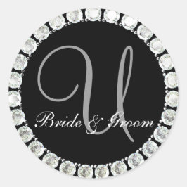 Diamond Monogram U anpassbares Siegel Runder Aufkleber