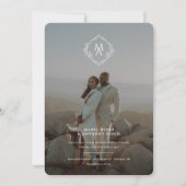 Diamond Monogram und Foto Wedding Einladung (Vorderseite)