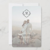 Diamond Monogram und Foto Wedding Einladung (Vorderseite)