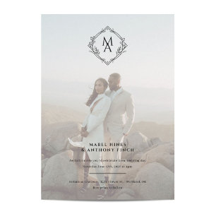 Diamond Monogram und Foto Wedding Einladung