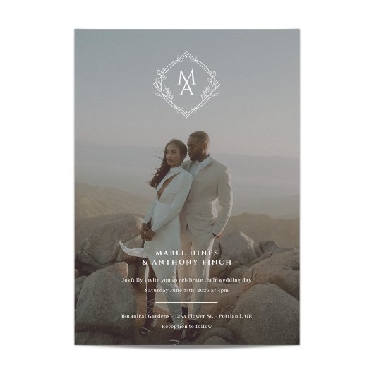 Diamond Monogram und Foto Wedding Einladung