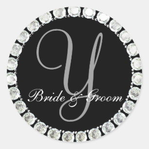 Diamond Monogram Y anpassbares Siegel Runder Aufkleber