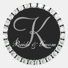 Diamond-Monogramm K anpassbares Siegel Runder Aufkleber