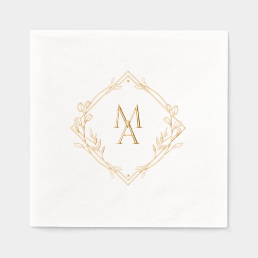 Diamond Monogramm mit Blume Napkins Servietten Mit Folie (Vorderseite)