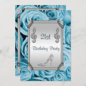 Diamond Musiknote, Stiletto & Blue Rose 21. Einladung (Vorne/Hinten)