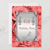 Diamond Musiknote, Stiletto & Rote Rosen 45. Einladung (Vorderseite)