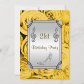 Diamond Musiknote, Stiletto & Yellow Roses 21. Einladung (Vorderseite)