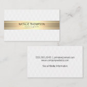 Diamond Muster White Gold Ribbon Visitenkarte (Vorne/Hinten)