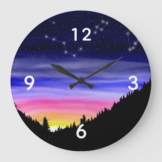 Diamond Night Große Wanduhr (Vorderseite)