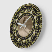 Diamond Numbers Foto Gold Gedenkstein Schwarz Große Wanduhr (Winkel)