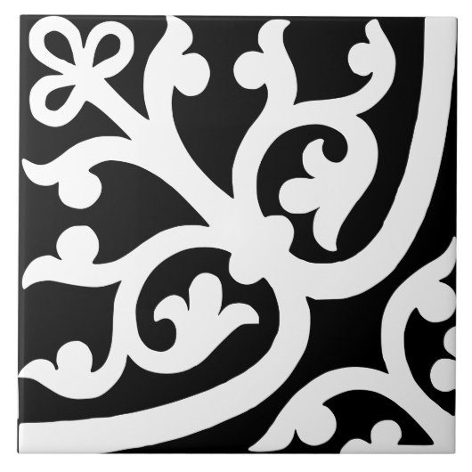 Diamond Oriented Stylish Abstract Black & White Fliese (Vorderseite)
