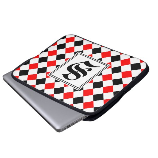 Diamond Pattern #3 Mit Monogramm Laptopschutzhülle (Vorne Knopf)