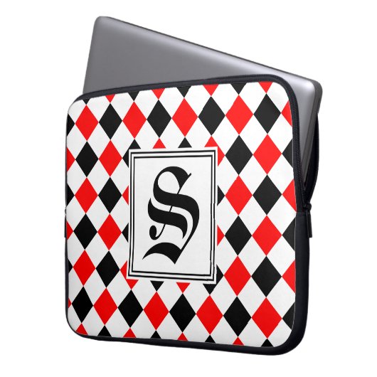 Diamond Pattern #3 Mit Monogramm Laptopschutzhülle (Vorderseite Links)