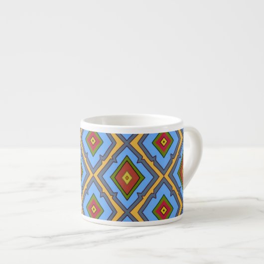 Diamond Pattern Blue Red Yellow Green  Espressotasse (Vorderseite Rechts)