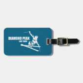 Diamond Peak Lake Tahoe Skier Gepäckanhänger (Vorderseite horizontal)