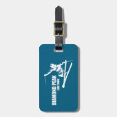 Diamond Peak Lake Tahoe Skier Gepäckanhänger (Vorderseite vertikal)