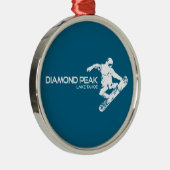 Diamond Peak Lake Tahoe Snowboarder Ornament Aus Metall (Rechts)