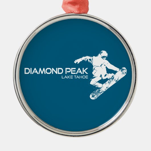 Diamond Peak Lake Tahoe Snowboarder Ornament Aus Metall (Vorne)