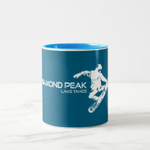 Diamond Peak Lake Tahoe Snowboarder Zweifarbige Tasse