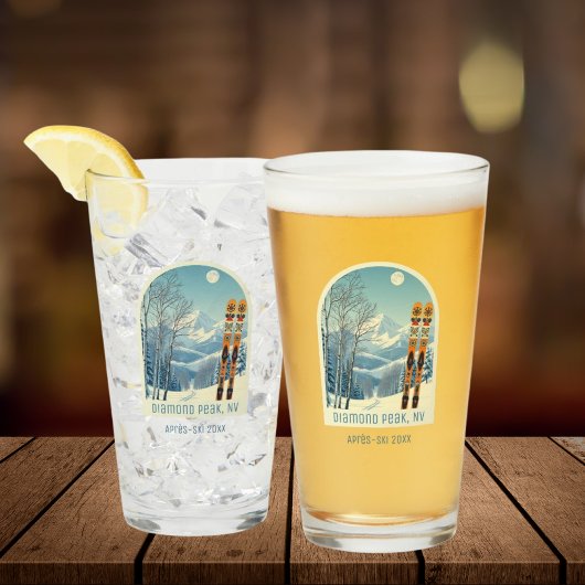 Diamond Peak Nevada Urlaub Après-Ski-Bierglas Glas