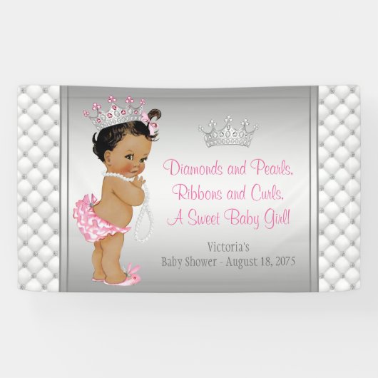 Diamond Pearl Ethnic Princess Baby Dusche Banner (Horizontal)