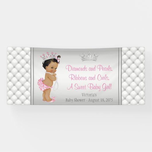 Diamond Pearl Ethnic Princess Baby Dusche Banner (Horizontal)