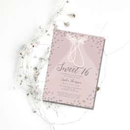 Diamond Pearl Princess Ruffle Dress Sweet 16 Party Einladung