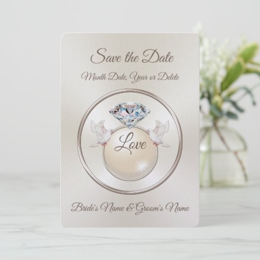 Diamond Personalisierte Save the Date Einladungen (Stehend Vorderseite)