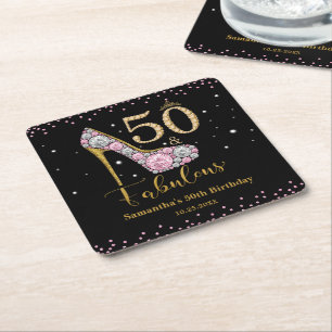 Diamond Pink Gold 50 und fabelhaft 50. Geburtstag Rechteckiger Pappuntersetzer