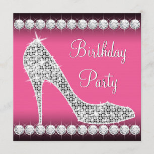 Diamond Pink High Heel Shoe Geburtstagsparty Einladung