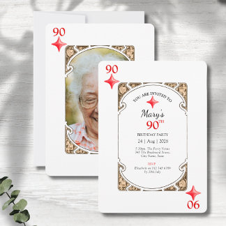 Diamond Playing Card Einladung zum 90. Geburtstag