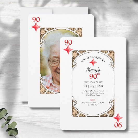 Diamond Playing Card Einladung zum 90. Geburtstag