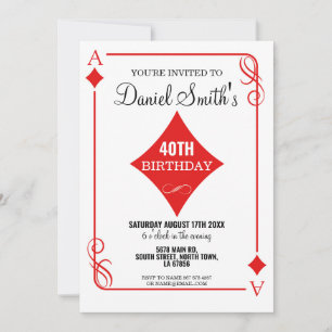 Diamond Playing Card Geburtstag Ace Las Vegas Casi Einladung