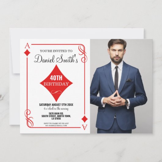 Diamond Playing Card Geburtstag Las Vegas Casino Einladung (Vorderseite)