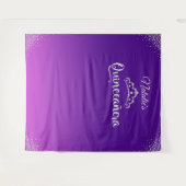 Diamond Princess Crown Quinceañera Hintergrund Wandteppich (Vorderseite (Horizontal))