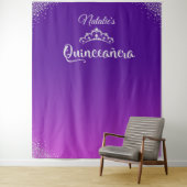 Diamond Princess Crown Quinceañera Hintergrund Wandteppich (Beispiel)