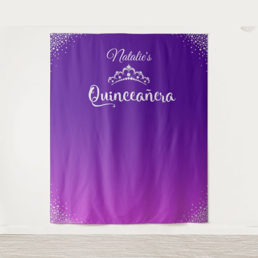 Diamond Princess Crown Quinceañera Hintergrund Wandteppich (Vorderseite)