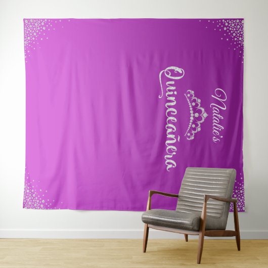 Diamond Princess Crown Quinceañera Hintergrund Wandteppich (Beispiel (Horizontal))