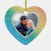 Diamond Rainbow Glitzer Foto Weihnachten Keramik Ornament (Vorne)