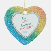 Diamond Rainbow Glitzer Foto Weihnachten Keramik Ornament (Hinten)