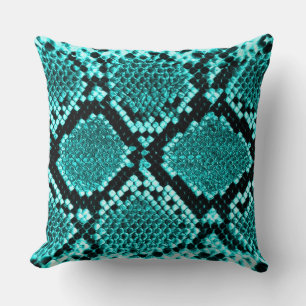 Diamond Rattlesnake Snake Skin aqua Kissen