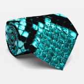 Diamond Rattlesnake Snake Skin aqua Krawatte (Gerollt)